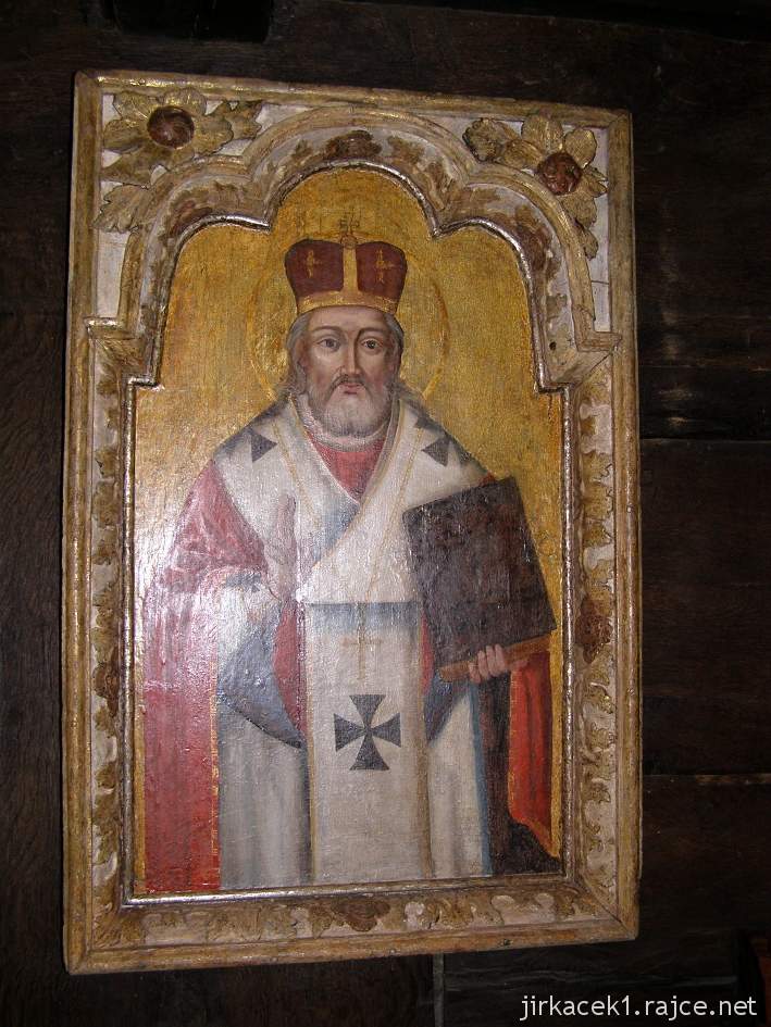Dobříkov - dřevěný kostel Všech svatých - interiér - obraz svatého Nikolaje