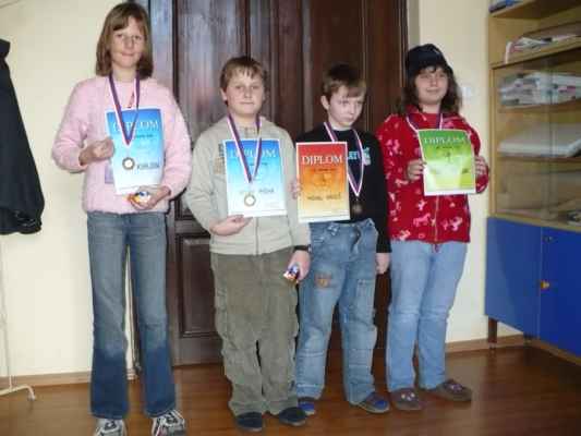 Regionální žákovská liga (Benešov, 29. 3. 2008) - Vítězové H12, D12
Kurejdová, já, Michal Hanuš, Veronika Holubová
