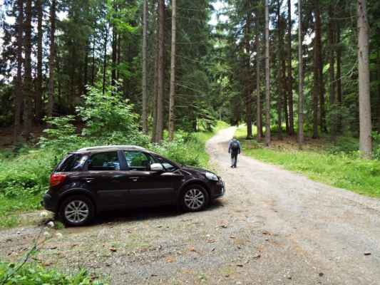 040 - cesta na rozhlednu Miloňová 15 - cesta lesem podél jednoho z přítoků Velké Hanzlůvky